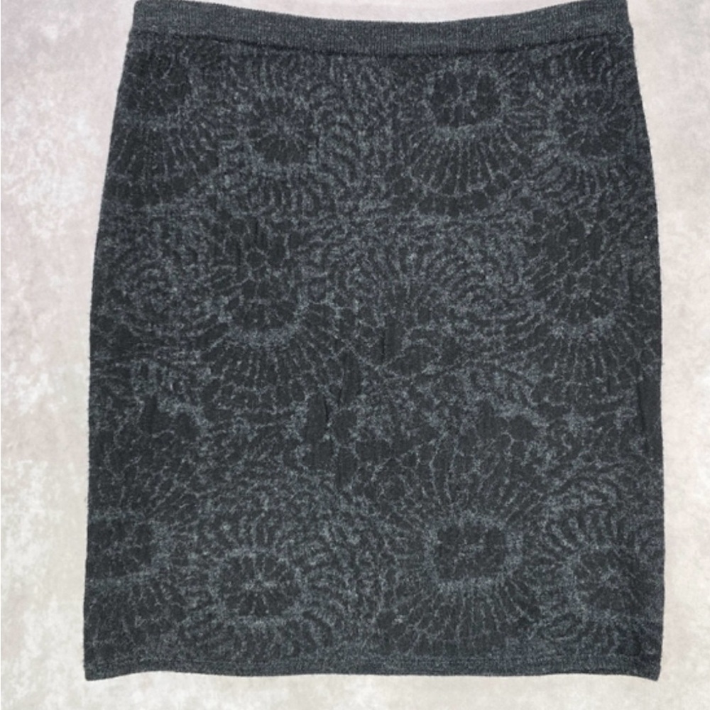 Eileen Fisher Aurora Jacquard Skirt Grey & Black Floral XL Chic Classic Casual
